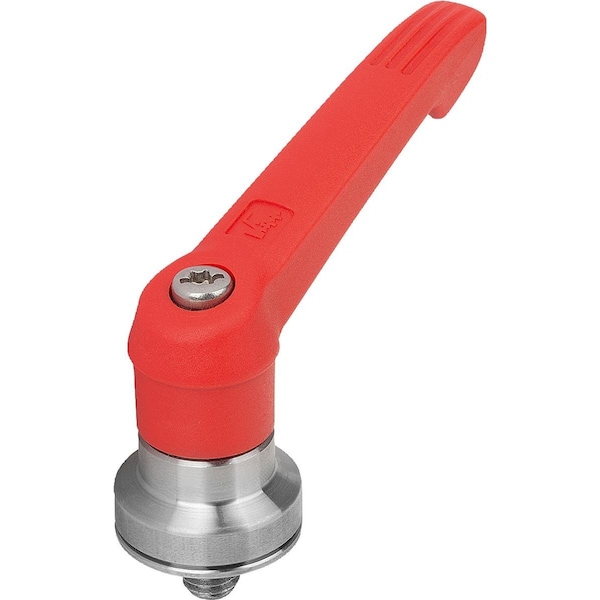 Adjustable Handle W Clamp Force Intensif Size:5 M12X50, Plastic Red Ral3020, Comp:Stainless Steel